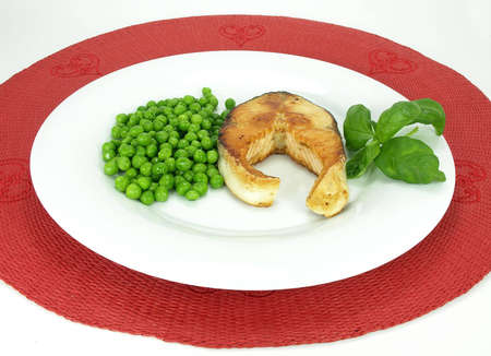 Single serving of fried sea trout steakの写真素材