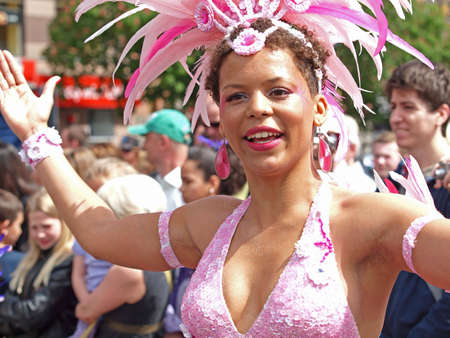 COPENHAGEN - MAY 22: 28th annual Copenhagen Carnival parade of fantastic costumes, samba dancing and Latin styles starts on May 21 - 23. The festivities on this colourful tradition is admission free.のeditorial素材