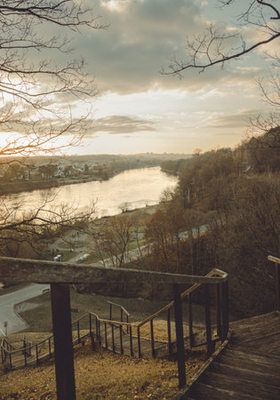 View from the observation deck on the river Nemunas