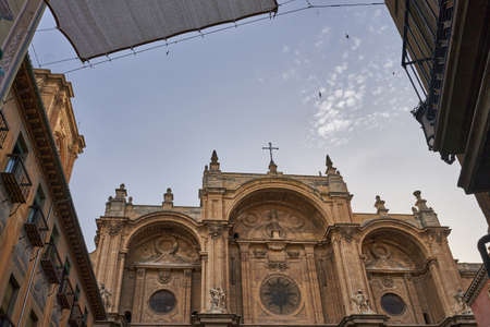 View of the cathedral of Granada in Spainの写真素材