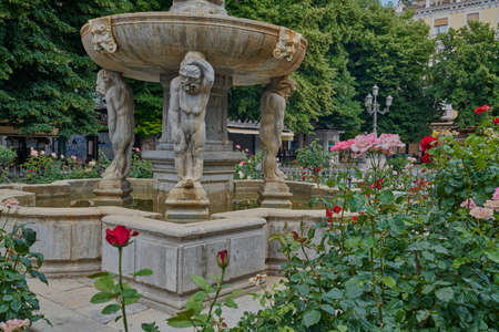 Fountain of the Giants in the city of Granada in Spainの写真素材