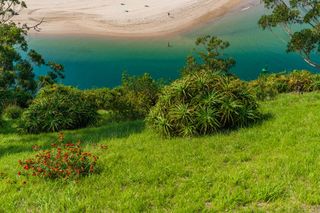 View of the town of Ribadesella in Asturias.の写真素材