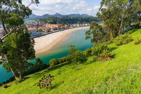 View of the town of Ribadesella in Asturias.の写真素材