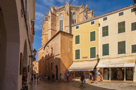 Menorca, Spain, July 20, 2018. Street in the city of Ciudadela, Ciutadella, Menorca, Balearic Islands, Spain.のeditorial素材