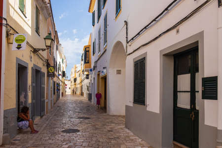 Menorca, Spain, July 20, 2018. Street in the city of Ciudadela, Ciutadella, Menorca, Balearic Islands, Spain.のeditorial素材