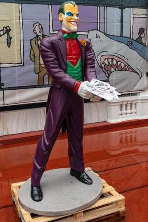 A Coruna, Spain, August 14, 2021. El Joker comic character at Salon del Comic in the city of A Coruna in Galiciaのeditorial素材