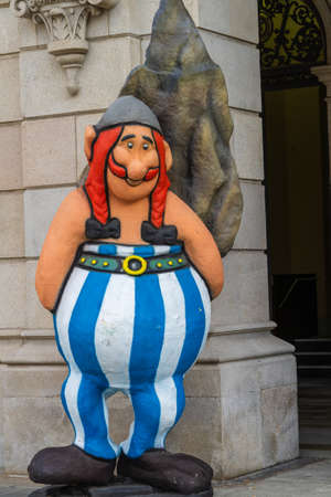 A Coruna, Spain, August 15, 2021. Asterix comic character at Salon del Comic in the city of A Coruna in Galiciaのeditorial素材