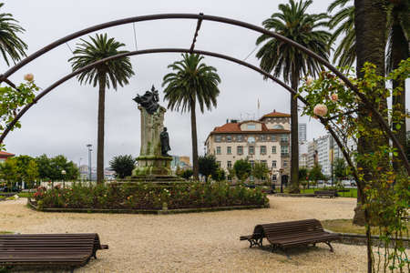 Mendez Nunez Gardens detail in the Galician city of A Coruna in Spain.の写真素材