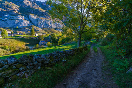 Autumn landscape in the town of Valle de Lago in Somiedo, Asturias. Spainの写真素材