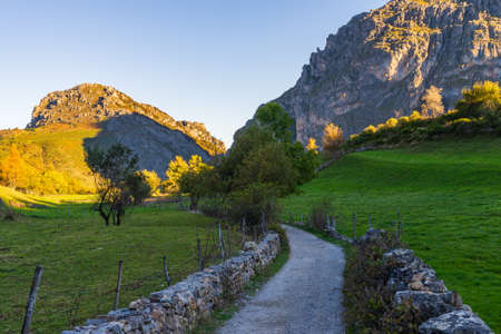 Landscape of the Somiedo natural park in Asturias. Route from Valle de Lago to Lago del Valle.の写真素材