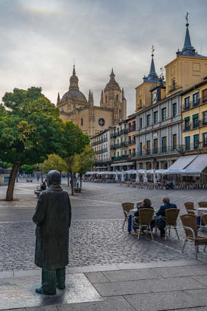 Segovia, Spain, October 18, 2021. View of the Plaza Mayor of Segovia, in Spainのeditorial素材