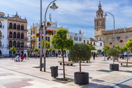 Ecija, Spain, March 9, 2022. Square of Spain in the Andalusian city of Ecija, province of Seville.