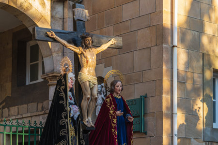 Aviles, Asturias, Spain. April 14, 2022. Holy Week procession in the city of Aviles in Asturias
