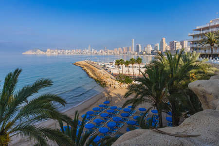 View of the tourist city of Benidorm, in Alicante, Spain.のeditorial素材