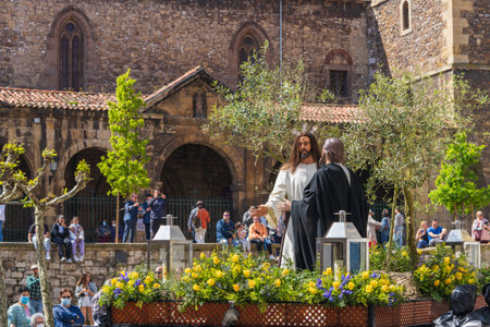 Aviles, Asturias, Spain, April 15, 2022. Holy Week procession in the city of Aviles in Asturias.のeditorial素材