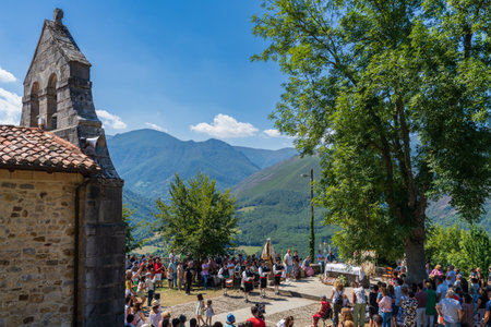 Teverga, Asturias, Spain, August 15, 2022. Festival of El Cebrano in the town of Carrea, in Teberga, Asturias.のeditorial素材