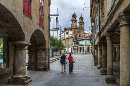 Pontevedra, Spain, October 9, 2022. Street of the city of Pontevedra, in Galicia, Spainのeditorial素材