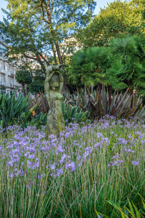 Vigo, Galicia, Spain, October 8, 2022. Stone sculpture in the city park of Vigo, in Galicia, Spain.のeditorial素材