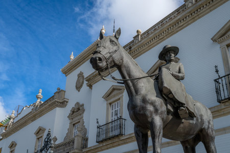 Seville, Spain, March 13, 2022. Monument of Maria Mercedes in Plaza de toros of Seville, in Spain.のeditorial素材