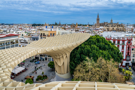 Seville, Spain, March 13, 2022. View of Seville from Metropol Parasol, known as Las Setas.のeditorial素材