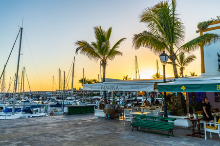 Puerto de Mogan, Spain, December 22, 2022. Sunset in Puerto de Mogan, Gran Canaria, Spain.のeditorial素材