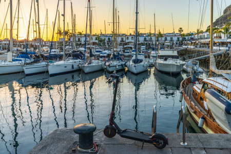 Puerto de Mogan, Spain, December 22, 2022. Sunset in Puerto de Mogan, Gran Canaria, Spain.のeditorial素材