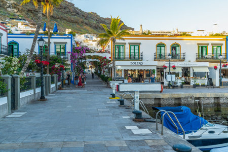Puerto de Mogan, Spain, December 22, 2022. Sunset in Puerto de Mogan, Gran Canaria, Spain.