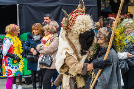 Aviles,Spain, February 19, 2023. Scenes of the Antroxu (Carnival) in the city of Aviles in Asturias.