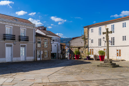 Noia, Galicia, March 1, 2023. Street in the city of Noia, in Galicia, Spain.のeditorial素材