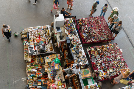Barcelona, Spain,June 19, 2023.Els Encants or Bellcaire Fair, market or street rake in the city of Barcelona, Cataloniaのeditorial素材