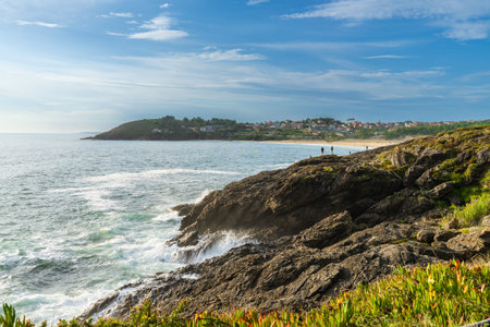 At the end, Montalvo Beach in the municipality of Sanxenxo in the province of Pontevedra, in Galicia, Spain.の写真素材