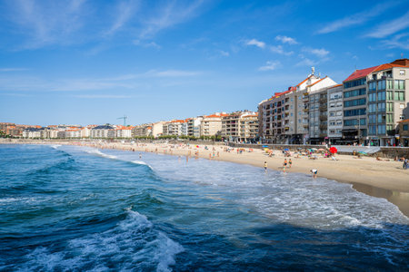 Sanxenxo, Spain, September 6, 2023. Silgar beach in Sangenjo, Pontevedra, Galicia.のeditorial素材