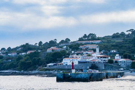 Ons Island, Pontevedra, Spain, September 7, 2023. Boat mooring on Ons Island, in Pontevedra, Galicia.のeditorial素材