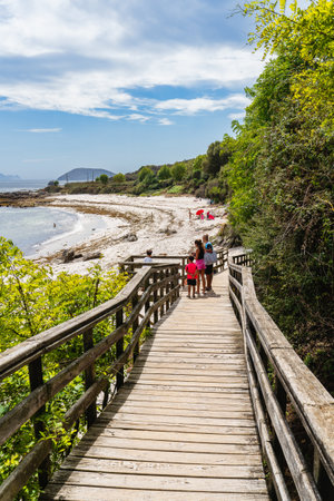 Ons Island, Pontevedra, Spain, September 7, 2023. Playa area dos cans on Ons Island, in Pontevedra, Galicia.のeditorial素材