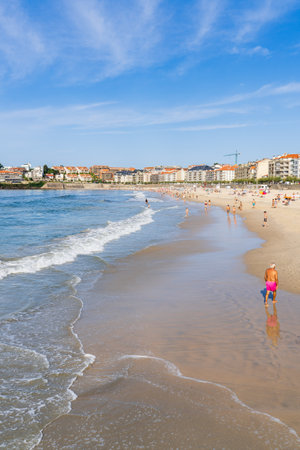 Sanxenxo, Spain, September 6, 2023. Silgar beach in Sangenjo, Pontevedra, Galicia.のeditorial素材