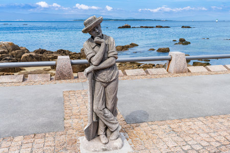 El Grove, Pontevedra, Spain, September 8, 2023. Sculpture in the city of O Grove, in Pontevedra, Galicia.のeditorial素材