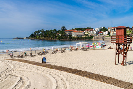 Sanxenxo, Spain, September 6, 2023. Silgar beach in Sangenjo, Pontevedra, Galicia.のeditorial素材