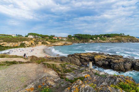 Portonovo, Spain, September 6, 2023. Paxarinas beach in the municipality of Sangenjo in Pontevedra, Galicia.のeditorial素材