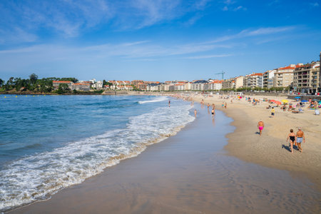 Sanxenxo, Spain, September 6, 2023. Silgar beach in Sangenjo, Pontevedra, Galicia.のeditorial素材