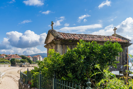 View of the beautiful fishing village of Combarro, in Pontevedra, Galiciaの写真素材