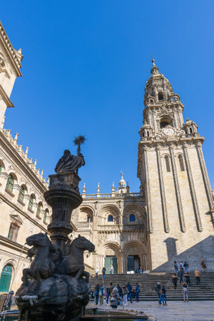 Santiago de Compostela, Spain, February 26, 2023. Cathedral of Santiago de Compostela in Galiciaのeditorial素材