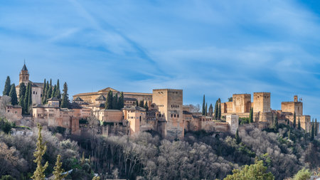 The monumental Alhambra in Granada, in Spain.の写真素材