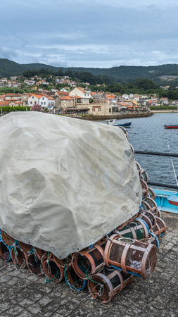 View of the town of Combarro in Pontevedra, Galiciaの写真素材