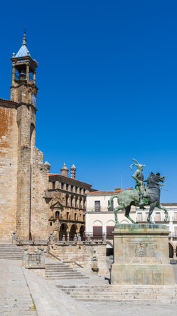 Beautiful Plaza Mayor of Trujillo, in Estremadura, Spain.の写真素材