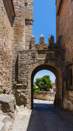 Street in the monumental city of Trujillo, in Extremadura, Spain.の写真素材