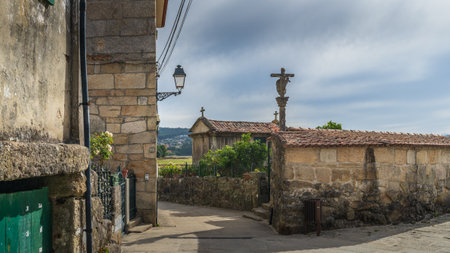 View of the town of Combarro in Pontevedra, Galicia, Spain.の写真素材