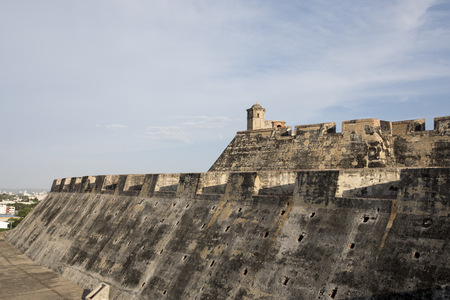San Felipe de Barajas fortress Castle is on a hill overlooking the Cartagena de Indias city in Colombiaのeditorial素材