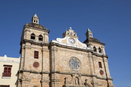 View of colonial architecture in Cartagenaの写真素材