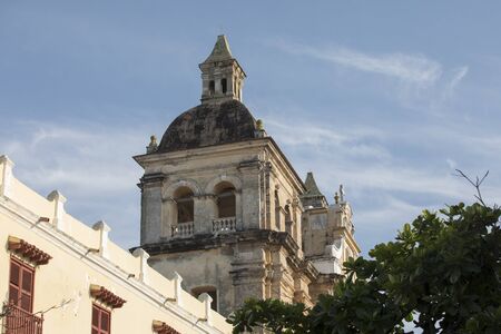 View of colonial architecture and San Pedro Claver church in Cartagena Colombiaの写真素材