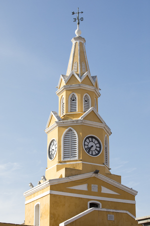 Clock tower old city in Cartagena Colombiaの写真素材
